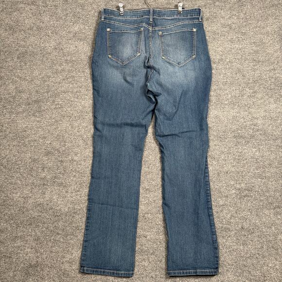 NYDJ Size 16 Slim Bootcut Ankle Jeans Blue Washed Cotton Blend Mid Rise Pockets - Picture 3 of 10